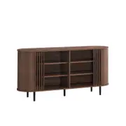 Kassy Sideboard Buffet Unit Storage W/ 2x3 Shelves Walnunt