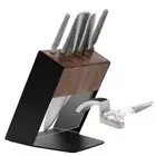 Global Knives 7pc Katana Walnut Knife Block Set & Mino Sharpener