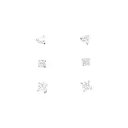 Bevilles 4mm Children's Sterling Silver 3pc Stud Earring Set with Cubic Zirconia