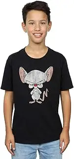 [Absolute Cult] Animaniacs Boys The Brain Classic Pose T-Shirt Black 9-11 Years