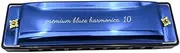 Harmonica 10 Holes Key of C Blue Blues Harp Stainless Steel Brass Harmonica AU
