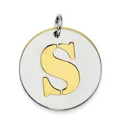 Sterling Silver Gp Initial S Double Plate Round Charm