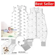 Organic Cotton 0.5 TOG Toddler Sleep Sack with Feet for Ages 3-4 Years - 2-Pack