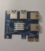 Used EUX1-04 PCIE 1 to 4 Slots Riser Card Adapter USB 3.0 PCIE