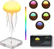 Jellyfish Lamp, LED Jellyfish Night Light with Dancing Legs, Rechargeable RGB Gradient Jellyfish Table Lamp with Voice Control Touch Sensor (Base Type)