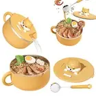 Double-layered Ramen Bowl Capacity Ramen Bowl Ramen Bowl with Lid Spoon for Dorm
