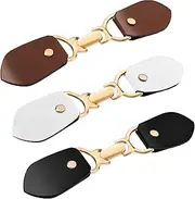 [Skyley] 3 Pcs Cardigan Clip Holder Buckle Clasp Pin PU Leather Sweater Dress Closure Clips for Poncho Cape Wrap Shawl Accessories, Elegant Color/ Black, White, Brown, One Size
