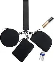 [Generic] Keychain Wristlet Wallet | Triple Pouch Portable Wristlet Wallet | Portable Wristlet Coin Purse Detachable Zip Around Coin Purse for Short Trip Sport and Outdoors
