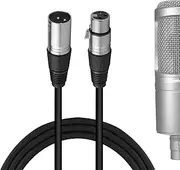 Geekria for Creators XLR Male to XLR Female Microphone Cable 10 ft / 3 M, Compatible with Audio-Technica ATH AT2020, AT2035, AT2021, AT2040, AT2005USB, ATR1500x Balanced Mic Cord (Black)