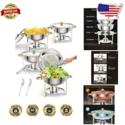 Space-Saving Stackable 5QT Chafing Dish Set with Lids & Tools for Easy Serving