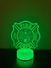 Fire Dept 3D Night Light Multi Color Changing Illusion Lamp For Kids Gift