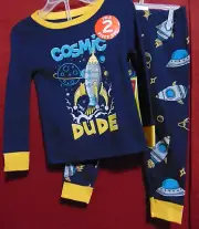 COSMIC DUDE Size 3T Spaceships, Planets & Stars 2 pc. PJ's by Kidgets NEW