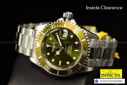 NEW INVICTA PRO DIVER MENS Military Green Dial Automatic NH35A SS Bracelet Watch