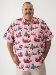 Big Mens Pink Santa Shirt