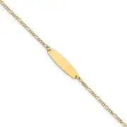 14k Yellow Gold Kid's Engraveable Figaro Link Baby Oval ID Bracelet 6" Madi K