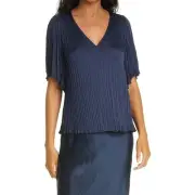 Vince Flutter Sleeve Crushed Satin Top Size Small