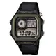 【CASIO】十年電力電子錶款 軍事風格 帆布錶帶AE-1200WHB-1B防水100米 宏崑時計 台灣卡西歐保固一年