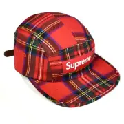 NWT Supreme Lochcarron Plaid Wool Red Box Logo Camp Cap Hat FW24 Tyler AUTHENTIC