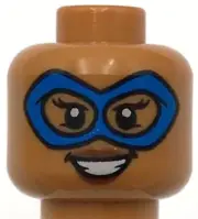 Lego New Medium Nougat Minifigure Head Dual Sided Female Blue Eye Mask Part