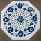 12" Marble side end Table Inlay semi precious stones lapis handicraft Home Decor