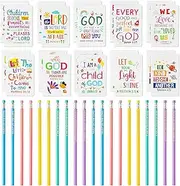 40Pcs Bible Verse Notepad Bible Pencils for Kids Bulk Religious Inspirational Notebooks Pencils Mini Daily Prayer Faith Journals Pocket Notepads Bible Gifts Set for Classroom Home Sunday School