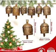 Akatva Christmas Bells for Decoration Rustic Cow Bells set of 8