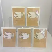 5 X Hallmark SIGNATURE Christmas Cards WITH HANGABLE ORNAMENT PEACE * READ **