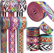 6 Rolls 1.5 inch Bohemian Nylon Webbing Belt Webbing Straps Purse Straps Backpack Straps Nylon Belt in Thermal Transfer Patterns with Different Patterns for Seatbelt, Bags, Backpacks, Luggage