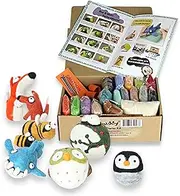 Needle Felting Starter Kit by Woolbuddy ? 16 Wool Colors Felting Foam Mat 6 Needles 3 Thimbles & Instruction Manuel ? Great for Arts & Crafts Decorations Ornaments & Easy for Beginners