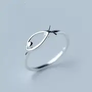 Fish Ring 925 Sterling Silver Ring Adjustable Ring