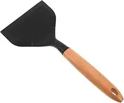 Vaguelly Non Stick Silicone Turner with Wooden Handle Wide Edge Spatula for Cooking Fish Pancakes and Steak Heat Resistant Kitchen Tool Gentle Nonstick Cookware