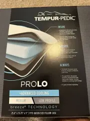 TEMPUR-PEDICURE Breeze ProLO Queen Pillow New Box Advanced Cooling
