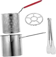 KALLORY 1 Set Stainless Steel Deep Fryer Pot with Basket Oil Saving Mini Fryer for Gas Stove Efficient Cooking with Built Filter Home Kitchen Essential for Frying