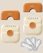 AWINGGILA 2 in 1 Hair Trimmer, Manual Bangs Trimmer Comb for Girls Women, Double Sided Hair Razor Comb Cutter (2 Pack,Orange)