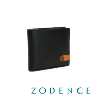 【ZODENCE 佐登司】TAI撞色進口牛皮4卡零錢袋短夾(荔面黑)