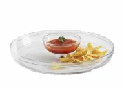 NWT Pottery Barn Glass Grace Chip & Dip Tray Platter Serving Dish 13 3/4” W