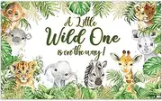 Luminora 72x43 1st Birthday Safari Jungle Backdrop Animals Green Palm Leaves Backdrop Baby Shower Party Decoration Photo Booth Banner Props