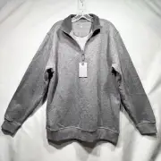 Van Heusen Pullover Sweatshirt Mens Ribbed Collar Gray Fleece Quarter Zip NWT