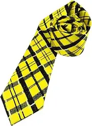 [TigerTie] ohne Markenname Narrow light children's tie yellow, black, white, checked, size 5.5 x 125 cm, Yellow Black White