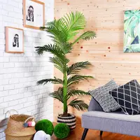 在飛比找PChome24h購物優惠-【YU Living】仿真棕櫚樹綠色植物裝飾 人造盆栽(18
