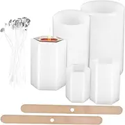 [Beatifufu] 1 Set Silicone Candle Moulds with Candle Wicks and Wick Holders Smooth Interior for Simple Demoulding