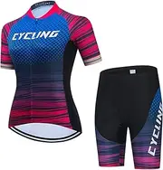 [Hotlion] Women Cycling Jersey Set Bib Shorts Suits Mountain Bike Clothes Summer Road Bike Clothing Quick Dry