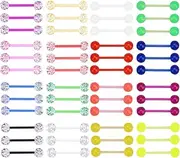 [Jinsion] Pack of 48 Plastic Tongue Piercings, 14G Tongue Piercing, Nipple Piercing, Plastic Acrylic, Nipple Piercing Barbell, Piercing Jewellery Luminous Neon Glitter in the Dark, 48, Acrylic, Acrylic