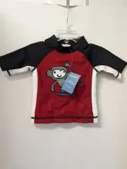 NWT Gymboree MONKEY Rashguard Beach Swim Shirt Boys 6-12 Mths UPF 50+