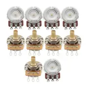 FLEOR 10PCS A500K Pots Guitar Potentiometers Brass Short Split Shaft 15.5mm