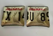 Original Louisiana License Plate Ashtrays Made by Prison Enterprises 6”x6” (2)