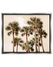 Summer Palm Trees Sky Framed Floater Canvas Wall Art by Natalie Carpentieri