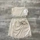 $425 Jason Wu Two Piece Pearl Beaded Linen Set Size 6