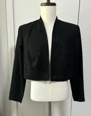 R & M Richards Black beaded jacket Blazer NEW By Karen Kwong Size 16