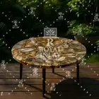 Round Agate Stone Table – Natural Gem Accent – Luxury Garden Coffee Table